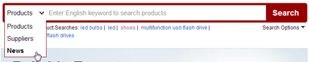 News Search dropdown