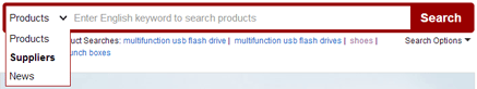 Supplier Search dropdown