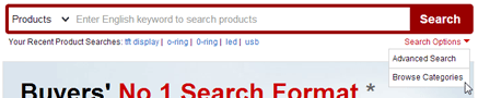 Supplier Search dropdown