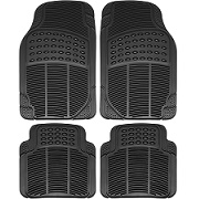 OxGord FMPV01A-BK Front & Rear Ridged Rubber Floor Mats