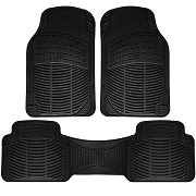 OxGord Universal Fit 3-Piece Ridged Heavy Duty Rubber Floor Mat