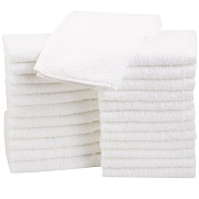 AmazonBasics Cotton Washcloths - 24-Pack White