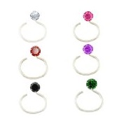 Jewelry Place Colorful 925 Sterling Silver Women's Nose Pin Set