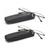 DoubleTake 2 Pairs Classic Spring Hinged Stainless Steel Reading Glasses