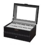 Best Choice Products Watch Box, Brown Leather, Glass Top
