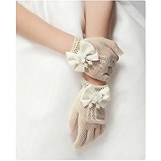 Unilove Flower Girl Gloves White Ivory Lace