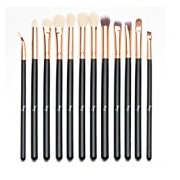 Qivange 12-Piece Eyeshadow Blending Brush Set, Black with Rose Gold