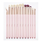 Qivange Eye Makeup Brushes, 12 Pieces,Pink with Gold
