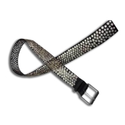 Belt embellished with round cutouts