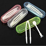 Bhbuy Mini Travel Plastic Contact Lens Case + Tweezer Set