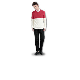 Two-tone jacquard men's crew neck pullover