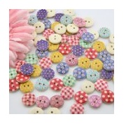 100-Piece Mixed Wooden Round Buttons, Colorful Painting