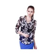 The Gud Look Women's 100% Polyester Black Daisy Shirt