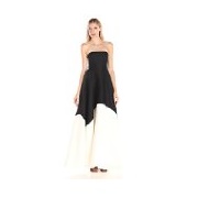 Halston Heritage Women's Strapless Colorblocked Structured Gown