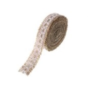 Ling's Moment Burlap Ribbon Roll Lace Trim, 1inx5yd