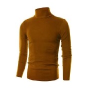 Ohoo Men's Slim Fit Soft Cotton Pullover, Light Turtleneck
