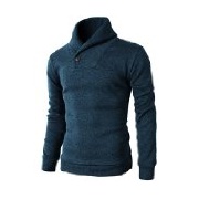 H2H Mens Knitted Slim Fit Pullover Shawl Collar With One Button Point 