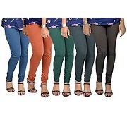 Vimal Women's Cotton Blended Churidhar Leggings Pack Of 5