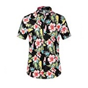 SSLR Men's Flower Button-Down Short-Sleeved Shirt