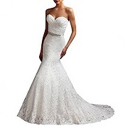 G Marry Women's Strapless Mermaid Lace Wedding Dress