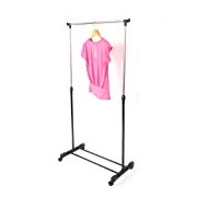 FCH Adjustable Rolling Telescopic Clothes Rack with Shoe Shelf