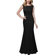 Miusol 1920s Floral Lace Sleeveless Halter Bridesmaid Dress