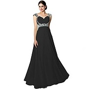 Sarahbridal Women's Long Chiffon A-line Beaded Bridesmaid Dress Sarahbridal Women's Long Chiffon A-line Beaded Bridesmaid Dress