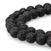BRCbeads Black Lava Gemstone Loose Beads, 8mm