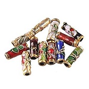 Colorful Flower Tube Enamel Cloisonne Beads (Pack of 50) 