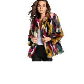 Women's multicolor faux-fur coat