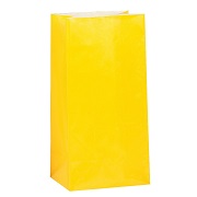 Bright Yellow Paper Party Favor Bags, 12 Count