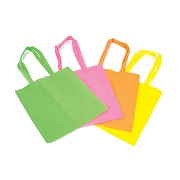 12 Large Neon Tote Bags, Assorted Colors
