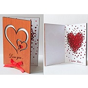 Handmade Wooden Sustainable Love You Hearts Real Wood Card
