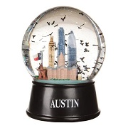 Austin, Texas Flying Bats Globe with City Skyline