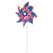 Stars And Stripes - American Flag Pin Wheels - 12 Pack