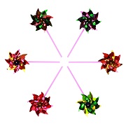Pinwheels of Rainbow Set, 15-Pack Party Rainbow Windmills
