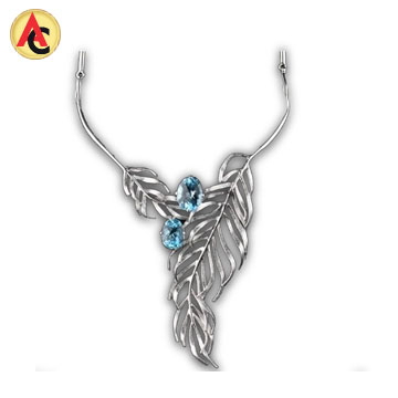 Sterling silver necklace in leaf design