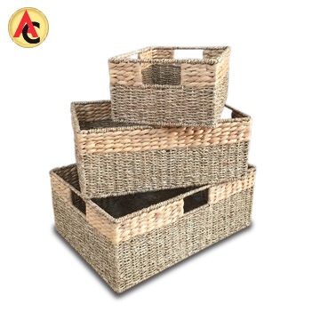Multipurpose baskets made of seagrass, water hyacinth