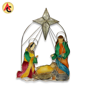 Candle holder features nativity scene