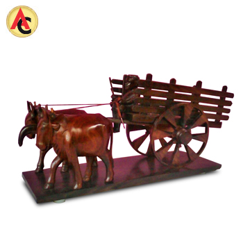 Bullock cart figurine carved in mahogany