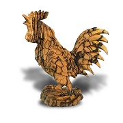 Rooster carved from black and white ebony wood