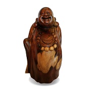 Lucky Buddha statue carved from rosewood