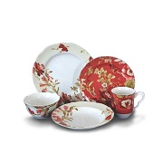 Porcelain dinnerware set with floral pattern