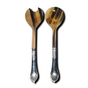 Salad servers made of buffalo horn 