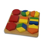 Puzzle shape sorter in rubberwood