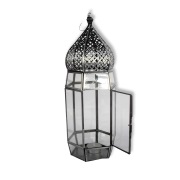 Lantern-style candle holder in brass