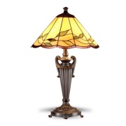 Tiffany-style table lamp with brass base