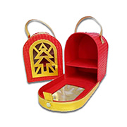 Gift box with synthetic leather handle