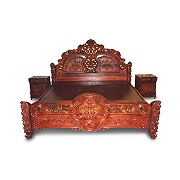 Bed frame with intricate carvings
