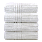 Bare Cotton Luxury Hotel and Spa Bath Towels, Striped, White, Set of 4